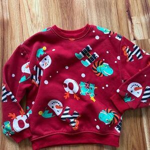 Primark Red Kids Sweatshirt with Dinosaur and Snowman boys size 6  holidays